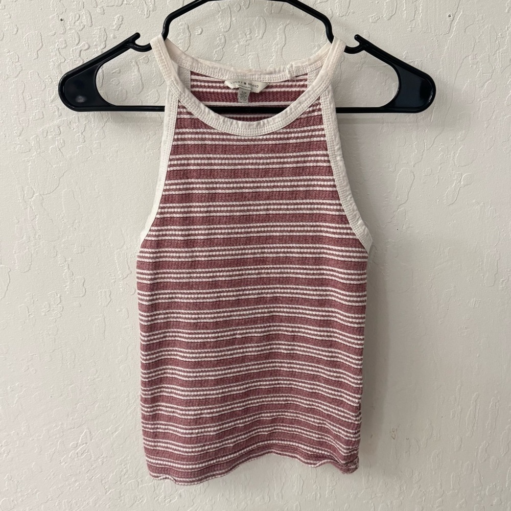 Lucky Brand Women’s Stripe High Neck Red White Tank Top Small